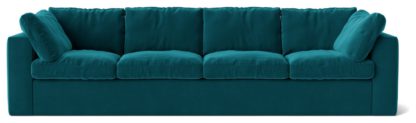 An Image of Swoon Seattle Velvet 4 Seater Sofa - Ink Blue