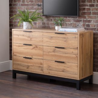 An Image of Bali Oak 6 Drawer Wooden Wide Chest