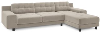 An Image of Habitat Hendricks Velvet Corner Chaise Sofa - Natural