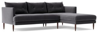 An Image of Swoon Kalmar Velvet Right Hand Corner Sofa - Granite Grey
