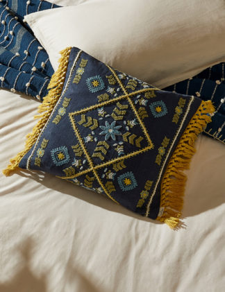 An Image of M&S X Fired Earth Acapulco Lozano Cotton Rich Cushion