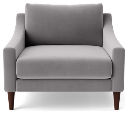 An Image of Swoon Turin Velvet Armchair - Granite Grey