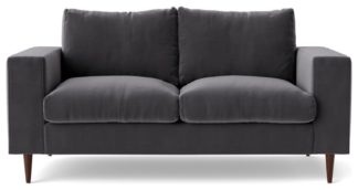 An Image of Swoon Evesham Velvet 2 Seater Sofa - Granite Grey