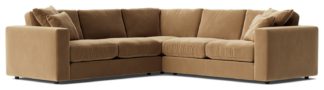 An Image of Swoon Althaea Velvet 5 Seater Corner Sofa - Biscuit