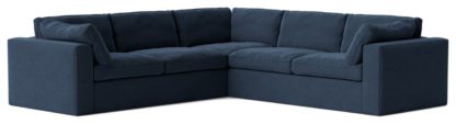 An Image of Swoon Seattle Velvet 5 Seater Corner Sofa - Kingfisher Blue