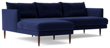 An Image of Swoon Kalmar Velvet Left Hand Corner Sofa - Biscuit