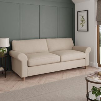 An Image of Rosa Soft Chenille 4 Seater Sofa Soft Chenille Sandstone