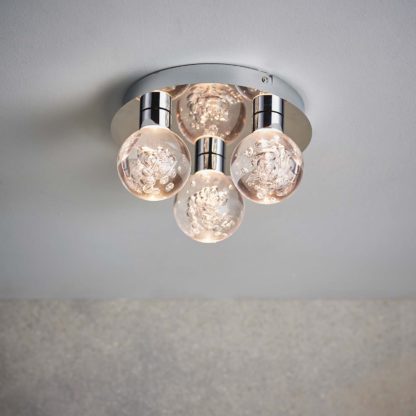 An Image of Leoch Bathroom Flush Ceiling Light - Chrome Effect