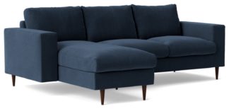 An Image of Swoon Evesham Fabric Left Hand Corner Sofa - Indigo Blue