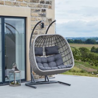 An Image of St Kitts Rattan Double Hanging Chair Stone (Grey)