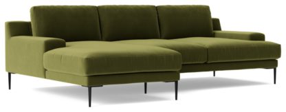 An Image of Swoon Almera Velvet Left Hand Corner Sofa - Biscuit