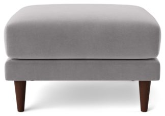 An Image of Swoon Turin Velvet Ottoman Footstool - Silver Grey
