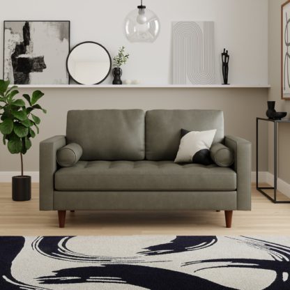 ce265ed19c7b3d4df2d2c02634f13a9a2fea04b7d20412ca63d4341be3ca9ebb.jpg An Image of Zoe Distressed Faux Leather 2 Seater Sofa Grey