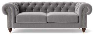 An Image of Swoon Winston Velvet 3 Seater Sofa - Silver Grey
