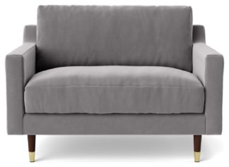 An Image of Swoon Rieti Velvet Cuddle Chair - Silver Grey