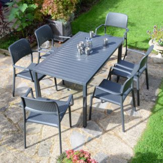 An Image of Cube Dining Table with 6 Bora Chair Set Anthracite Anthracite