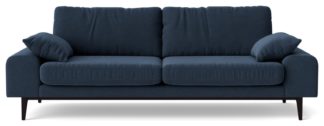 An Image of Swoon Tulum Fabric 3 Seater Sofa - Indigo Blue