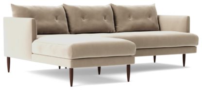 An Image of Swoon Kalmar Velvet Left Hand Corner Sofa - Biscuit