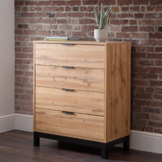 An Image of Bali Oak 4 Drawer Wooden Chest