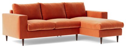 An Image of Swoon Evesham Velvet Right Hand Corner Sofa - Granite Grey