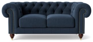 An Image of Swoon Winston Fabric 2 Seater Sofa - Indigo Blue