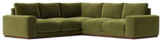 An Image of Swoon Denver Velvet 5 Seater Corner Sofa - Fern Green