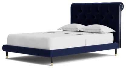 An Image of Swoon Winston Double Velvet Bed Frame - Biscuit