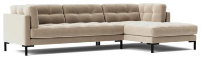 An Image of Swoon Landau Velvet Right Hand Corner Sofa - Silver Grey