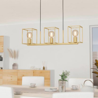 An Image of Eglo Cumiole 3 Lamp Diner Bar Light - Gold