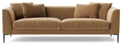 An Image of Swoon Alena Velvet 3 Seater Sofa - Fern Green