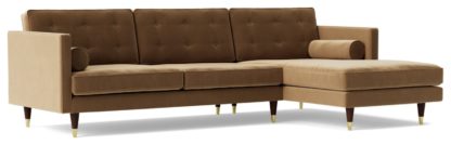 An Image of Swoon Porto Velvet Right Hand Corner Sofa - Burnt Orange