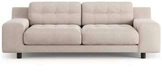An Image of Habitat Hendricks 3 Seater Velvet Sofa - Natural