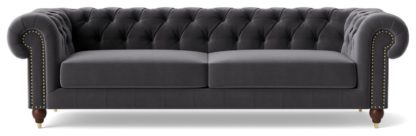 An Image of Swoon Winston Velvet 4 Seater Sofa - Ink Blue