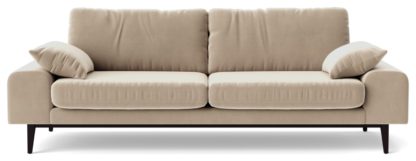 An Image of Swoon Tulum Velvet 3 Seater Sofa - Taupe