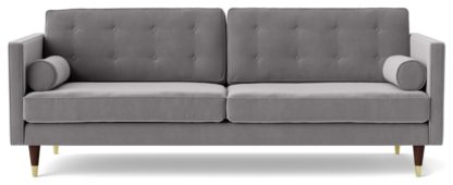 An Image of Swoon Porto Velvet 3 Seater Sofa - Taupe