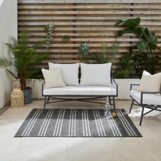 An Image of Scandic Grey Stripe Indoor Outdoor Rug Grey