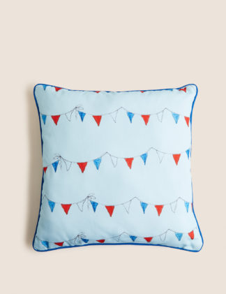 An Image of M&S Set of 2 Bunting Flag Outdoor Cushions
