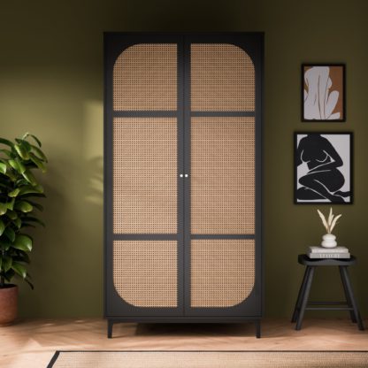 An Image of Franco Curve Double Wardrobe Black Black