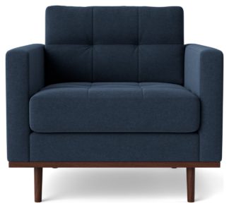 An Image of Swoon Berlin Fabric Armchair - Indigo Blue