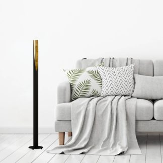 An Image of Eglo Barbotto Floor Lamp - Black & Gold