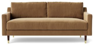 An Image of Swoon Rieti Velvet 2 Seater Sofa - Biscuit