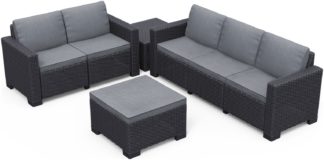 An Image of Keter California 5 Seater Plastic Garden Sofa Set - Grey