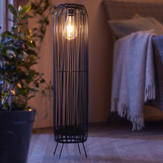 An Image of Homebase Edit Tall Black Rattan Solar Lantern