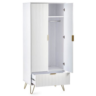 An Image of Murano White 2 Door Combination Wardrobe