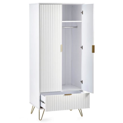 An Image of Murano White 2 Door Combination Wardrobe