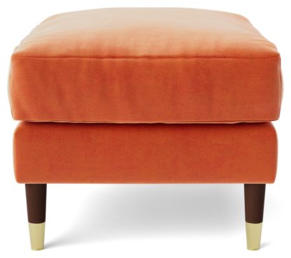 An Image of Swoon Rieti Velvet Ottoman Footstool - Biscuit