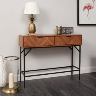 An Image of Rowe 2 Drawer Console Table Dark Wood (Brown)