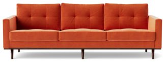 An Image of Swoon Berlin Velvet 4 Seater Sofa - Burnt Orange