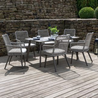 An Image of Cagliari 6 Seater Rattan Dining Set Grey