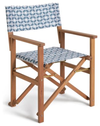 An Image of Habitat Folding Wooden Director Chair - Grey & White